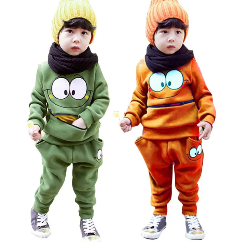 2pcs Kids Girl Boy Smile Face Tracksuit Jumper Sweatshirt Sets Clothing 2-6Y Children SM6