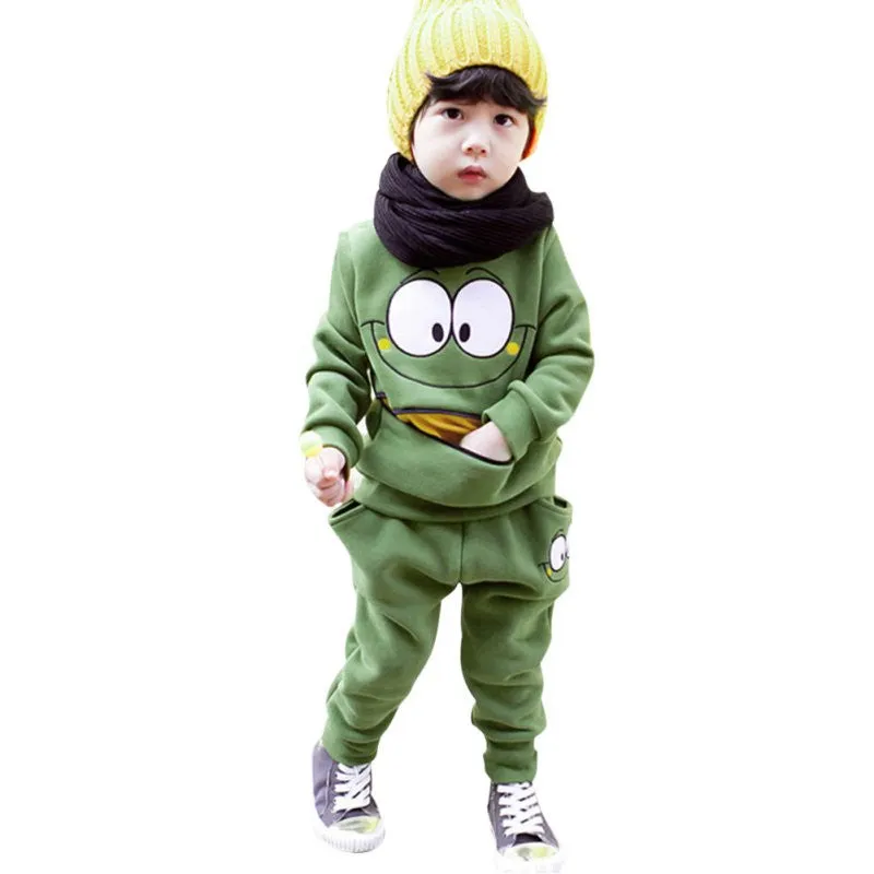 2pcs Kids Girl Boy Smile Face Tracksuit Jumper Sweatshirt Sets Clothing 2-6Y Children SM6