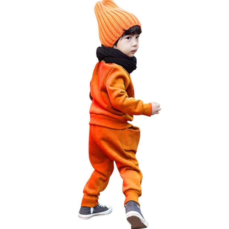 2pcs Kids Girl Boy Smile Face Tracksuit Jumper Sweatshirt Sets Clothing 2-6Y Children SM6