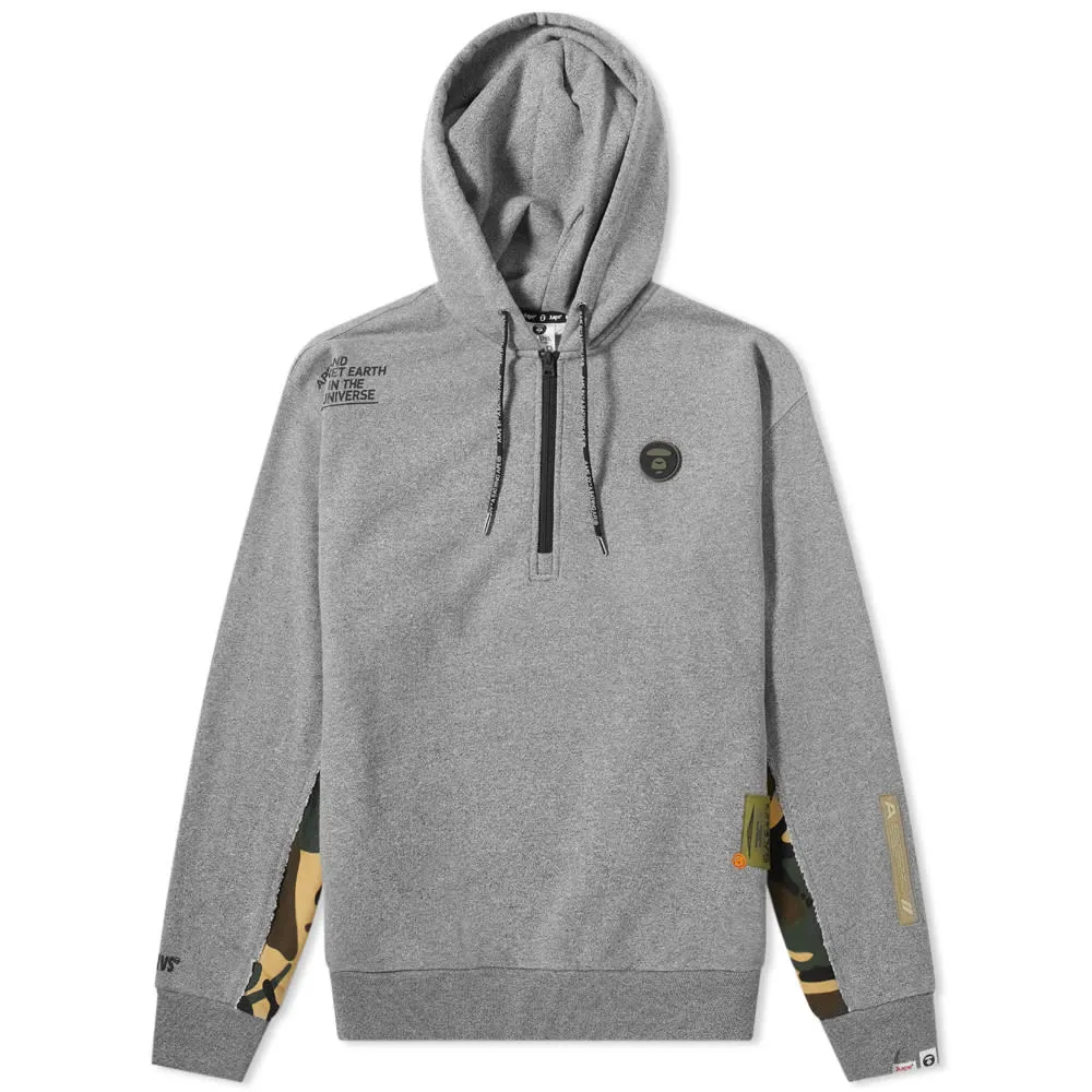 AAPE Half Zip Camo Detail HoodieGrey