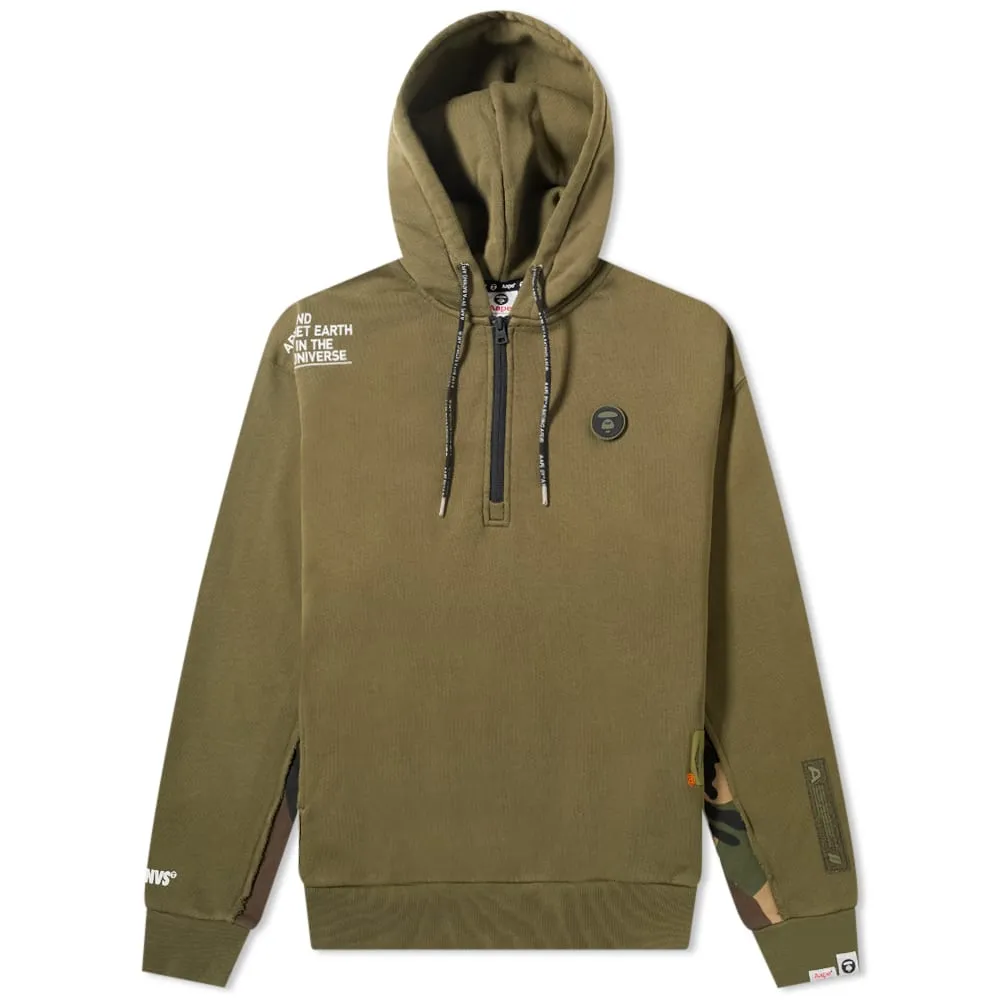 AAPE Half Zip Camo Detail HoodyKhaki