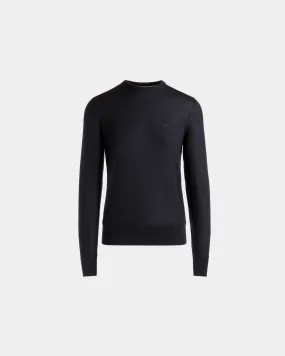 Adrien Brody Travel Collection Crewneck Sweater In Navy Blue Cashmere 