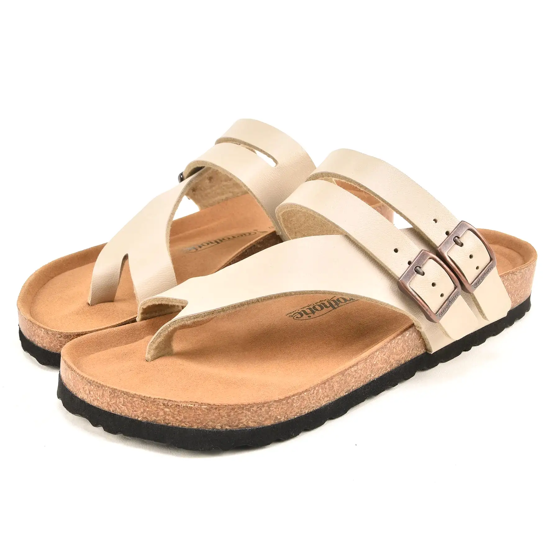 Aerothotic Kaizen Split Toe Comfort Slides in Cream