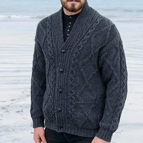 Aran Shawl Collar Cardigan [2 Colors]