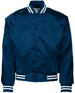 Augusta Sportswear 3610 Satin Baseball Jacket Striped Trim SKU: 3610