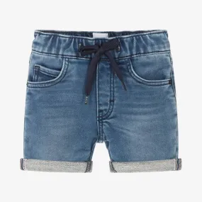 Baby Boys Blue Jersey Denim Logo Shorts