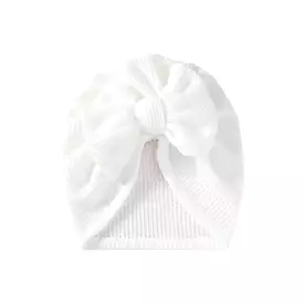 Baby Girl Waffle Bow Turban in White