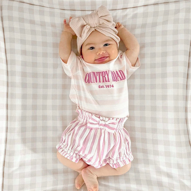 Baby Girl Waffle Bow Turban in White