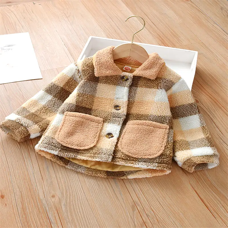 Baby Kid Girls Boys Color-blocking Checked Jackets Outwears Wholesale 24011108