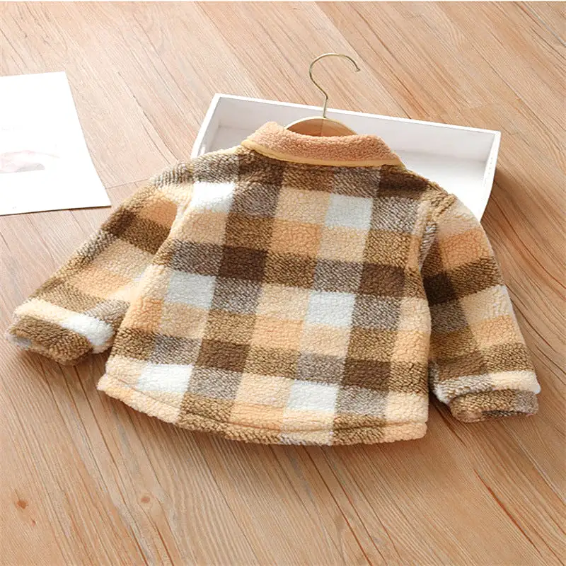 Baby Kid Girls Boys Color-blocking Checked Jackets Outwears Wholesale 24011108