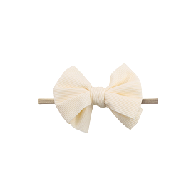 Baby Mini Textured Bow Headband in White