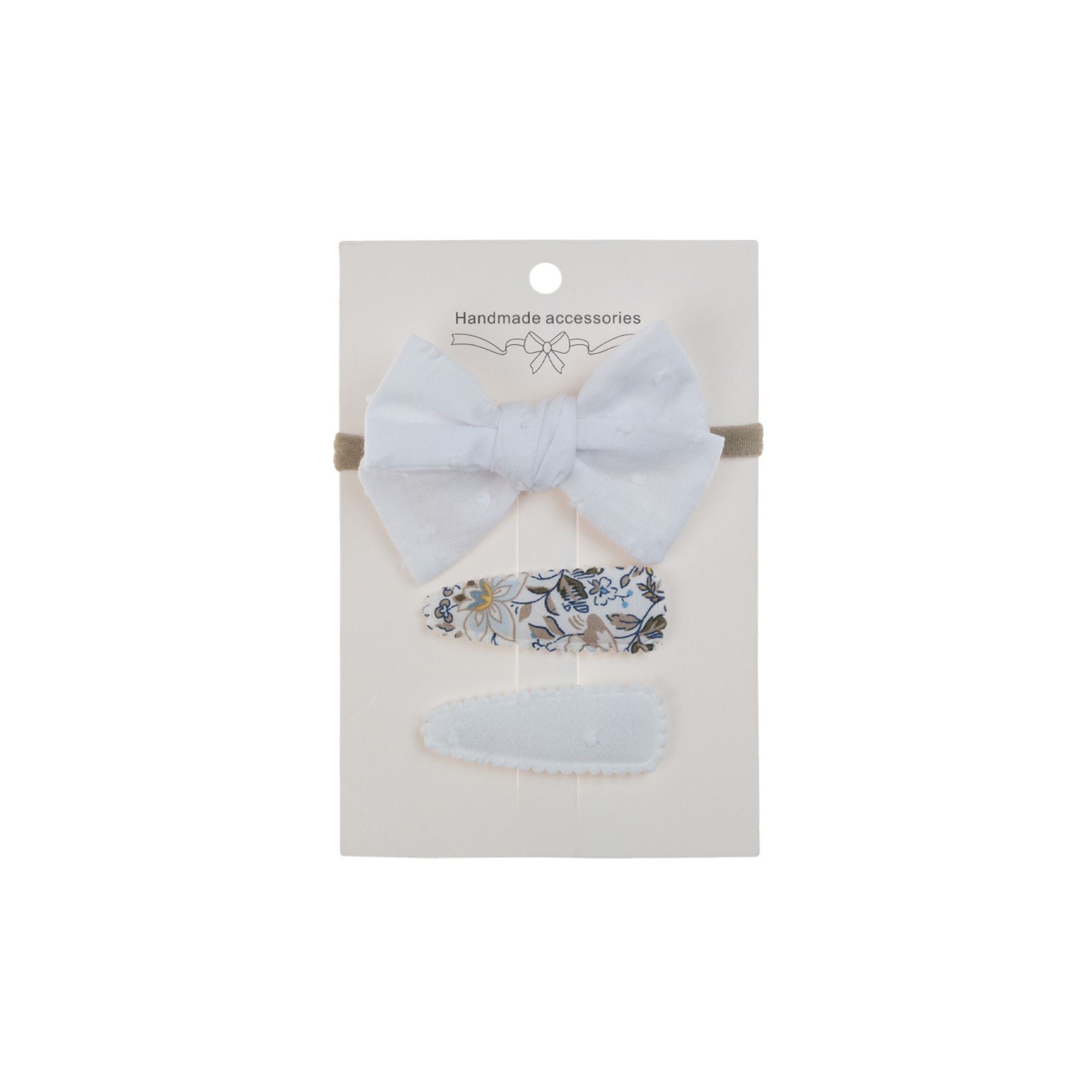 Ballerina Snap Hair Clips & Bow Set in White