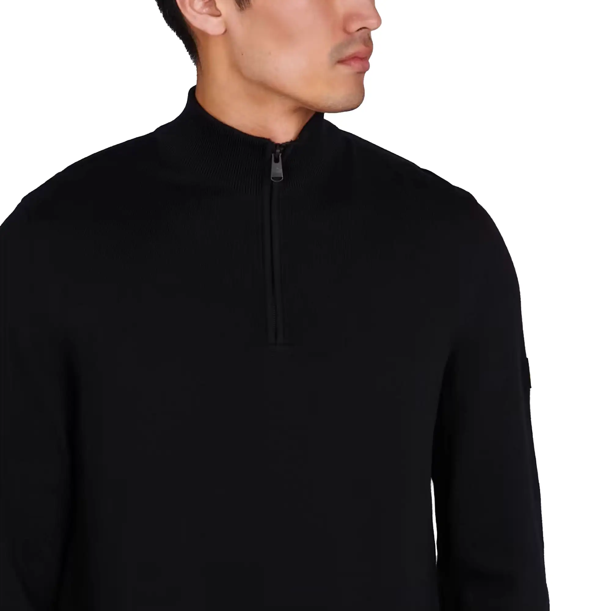 Barbour International Cotton Half Zip Knit - Black