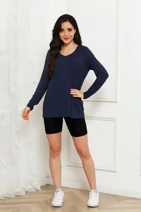 Basic Bae Full Size V-Neck Long Sleeve Top