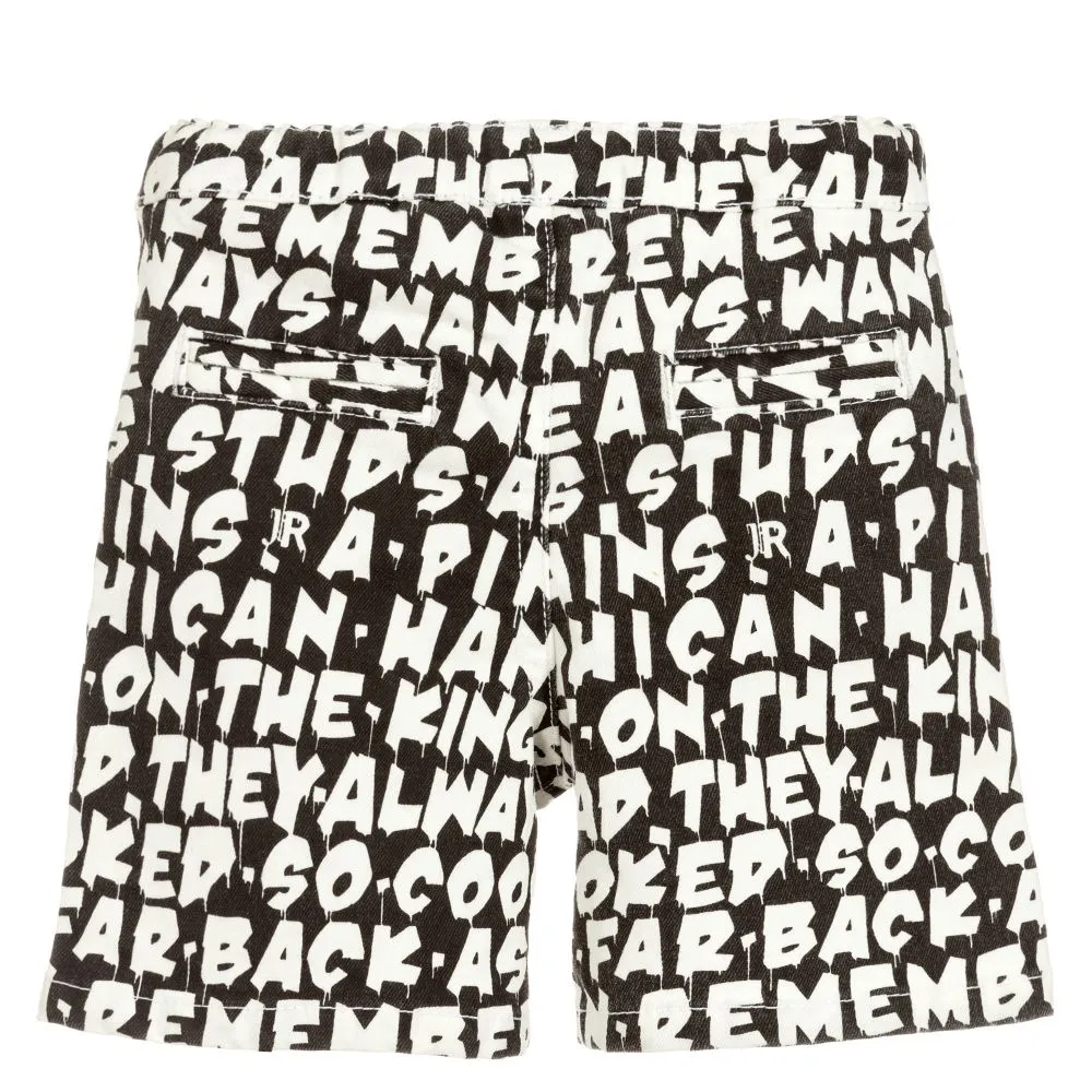 Boys Black Denim Logo Shorts