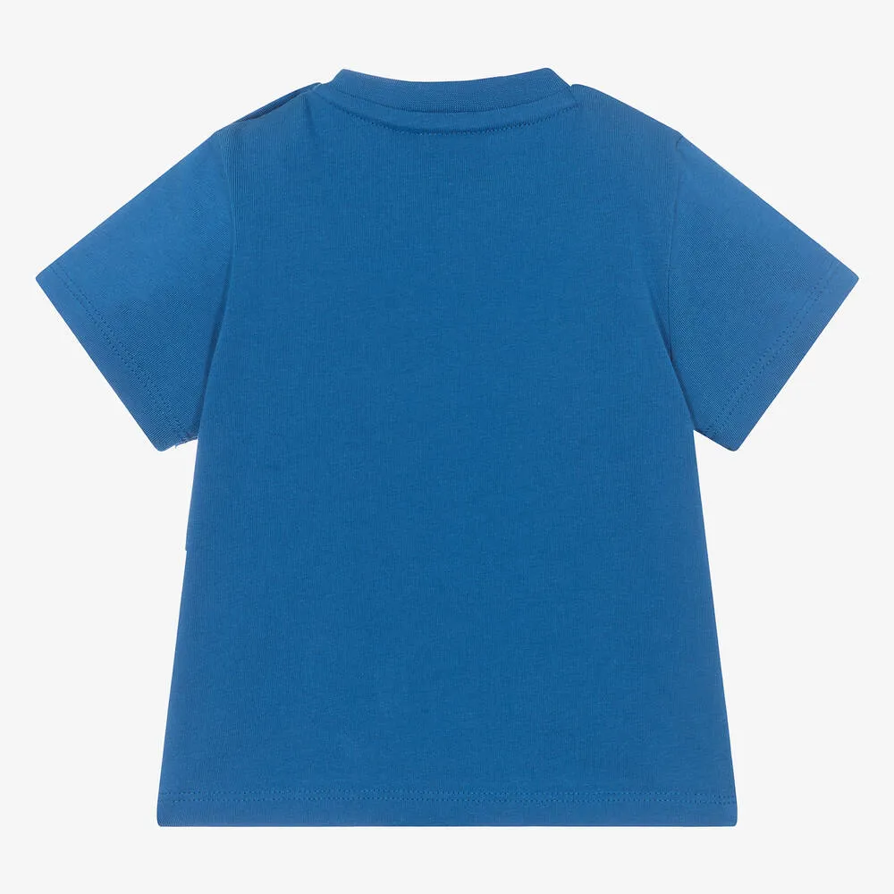 Boys Blue Cotton 3D T-Shirt