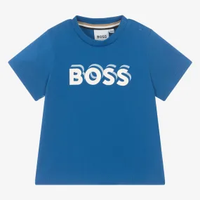 Boys Blue Cotton 3D T-Shirt