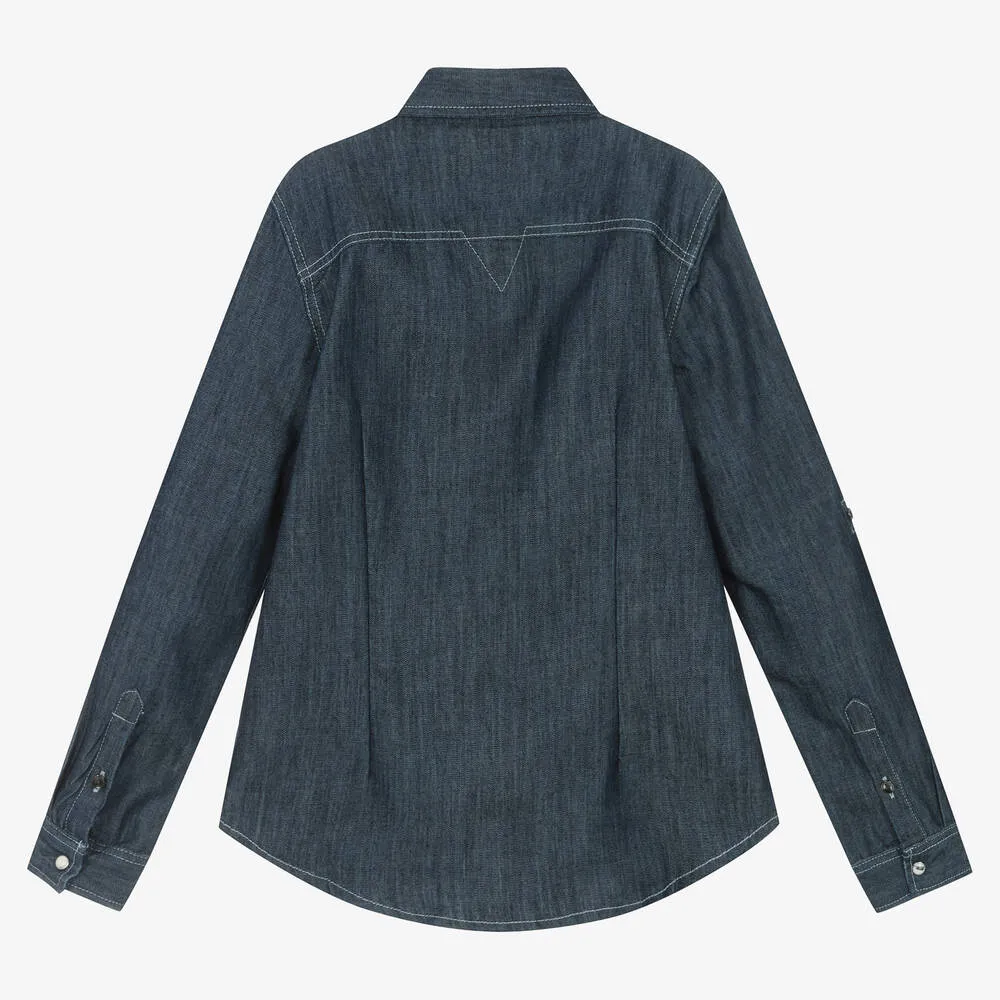 Boys Blue Cotton Denim Shirt