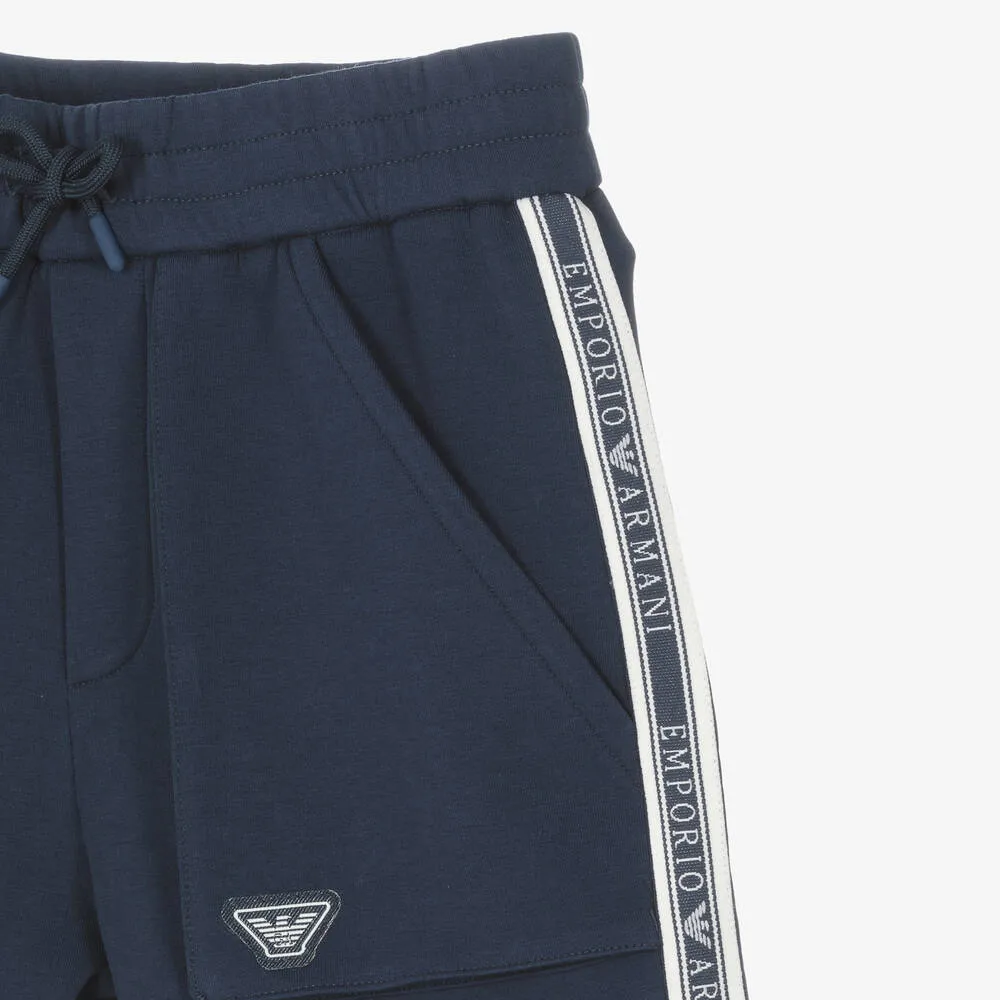 Boys Blue Cotton Jersey Bermuda Shorts