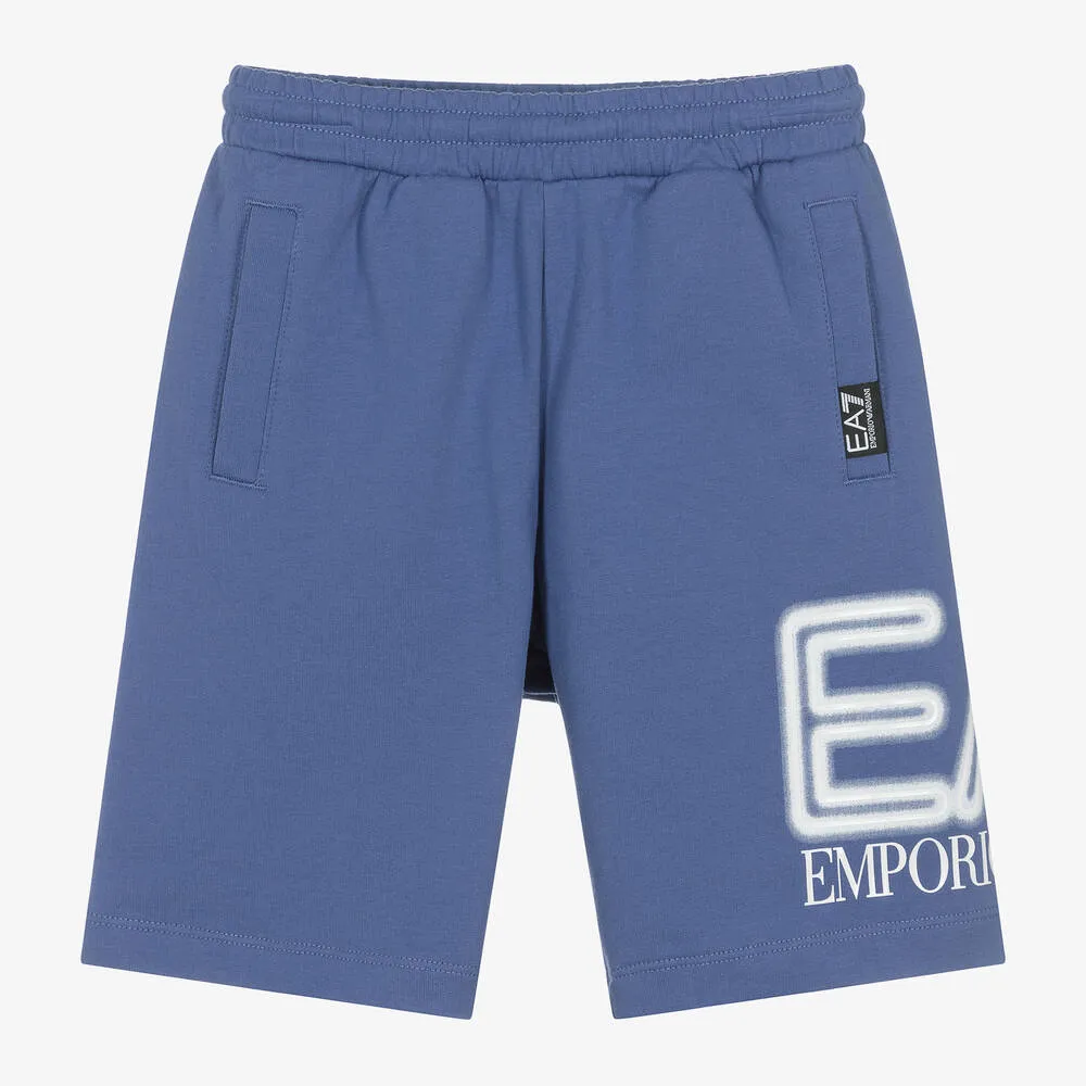 Boys Blue Cotton Oversized Shorts