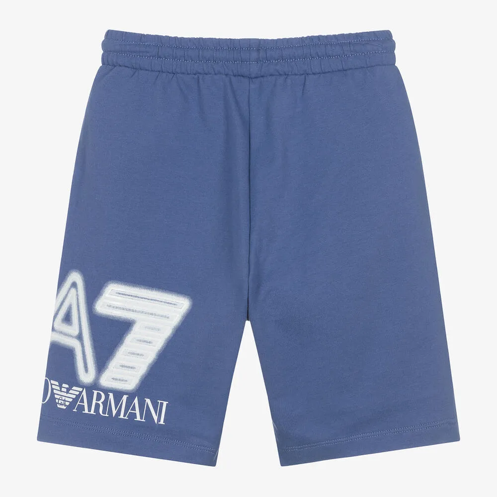 Boys Blue Cotton Oversized Shorts