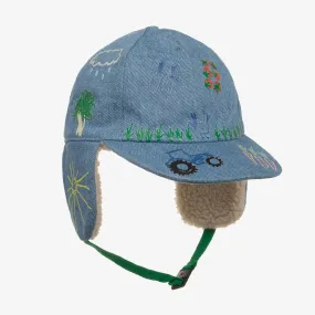 Boys Blue Denim Deerstalker Hat