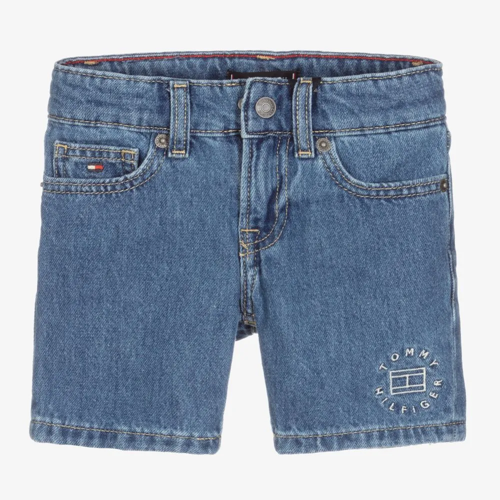 Boys Blue Denim Logo Shorts