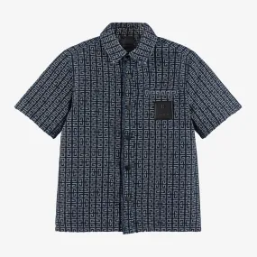 Boys Blue Jacquard Denim 4G Shirt