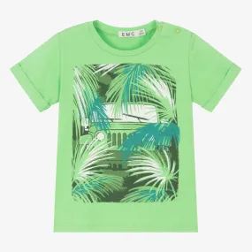 Boys Green Cotton Jungle Jeep T-Shirt