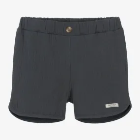 Boys Grey Embroidered Cotton Shorts