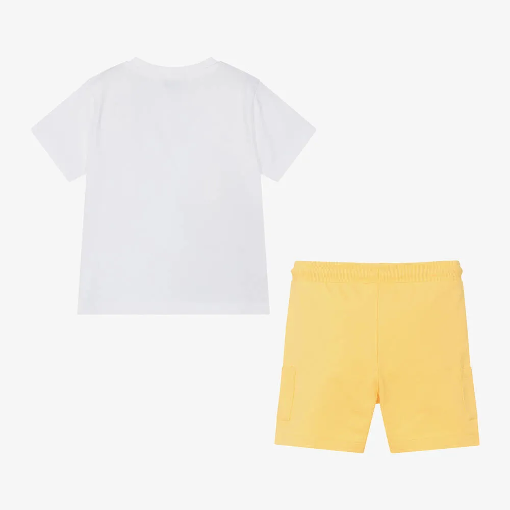 Boys Ivory & Yellow Cotton Shorts Set