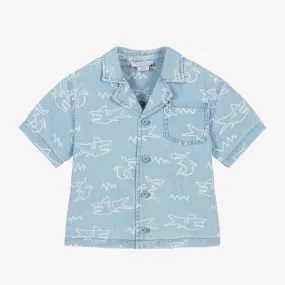 Boys Light Blue Denim Shark Shirt