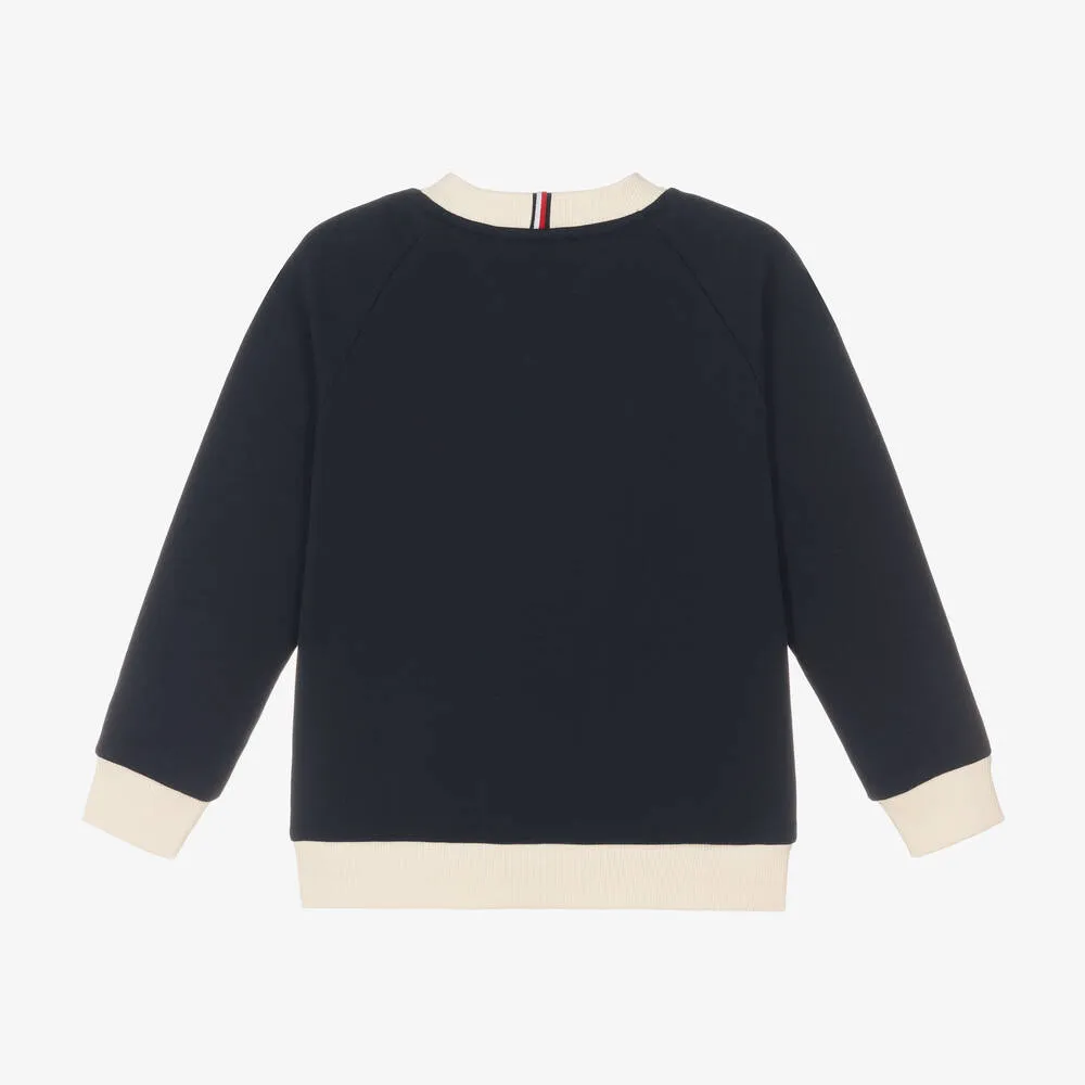 Boys Navy Blue Cotton Monogram Sweatshirt