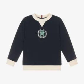 Boys Navy Blue Cotton Monogram Sweatshirt