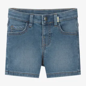 Boys Stone Wash Blue Jersey Denim Shorts