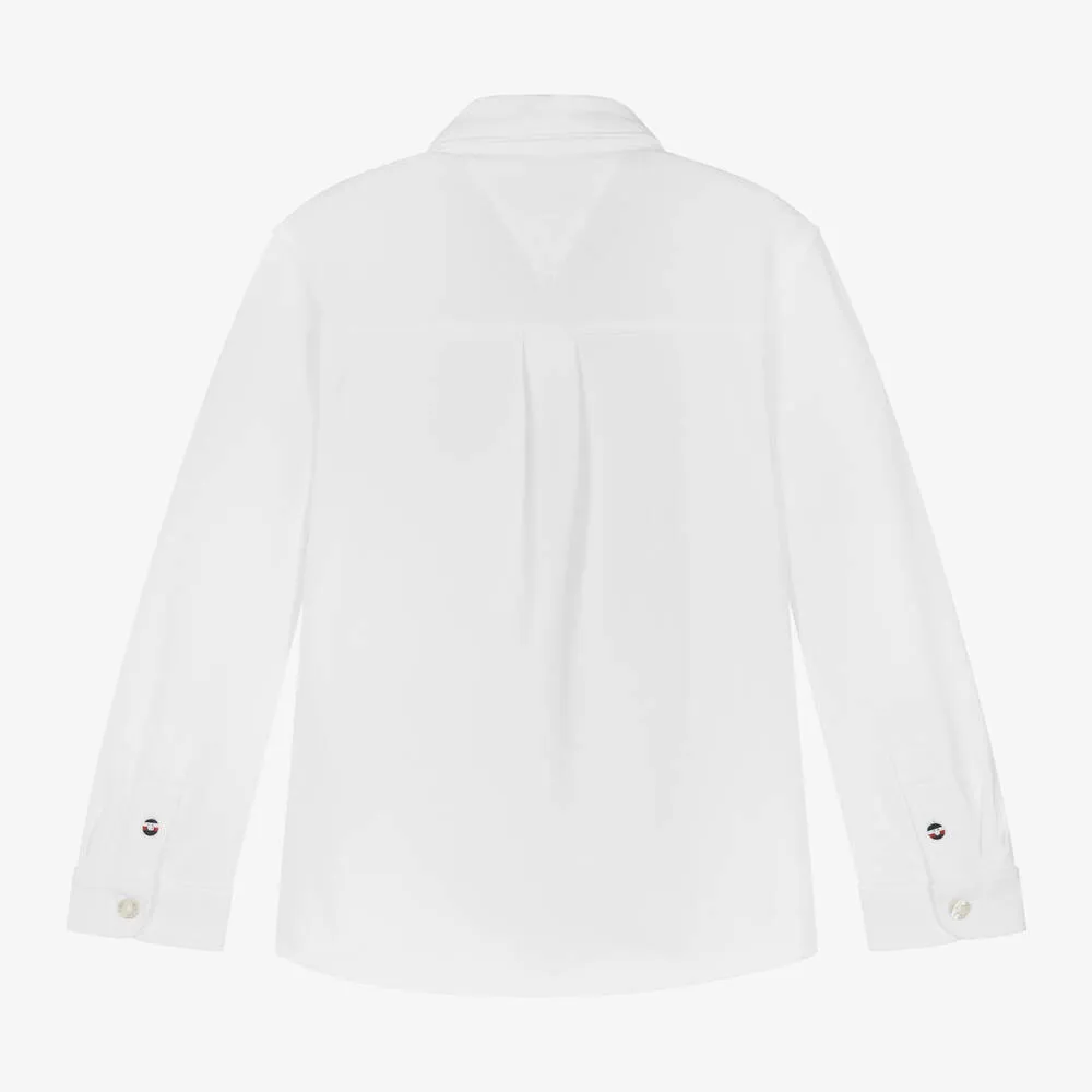 Boys White Cotton Piqué Shirt