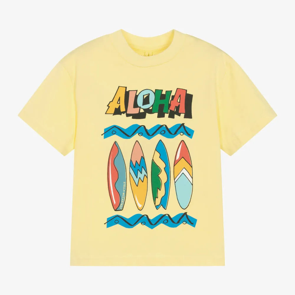 Boys Yellow Organic Cotton Aloha T-Shirt