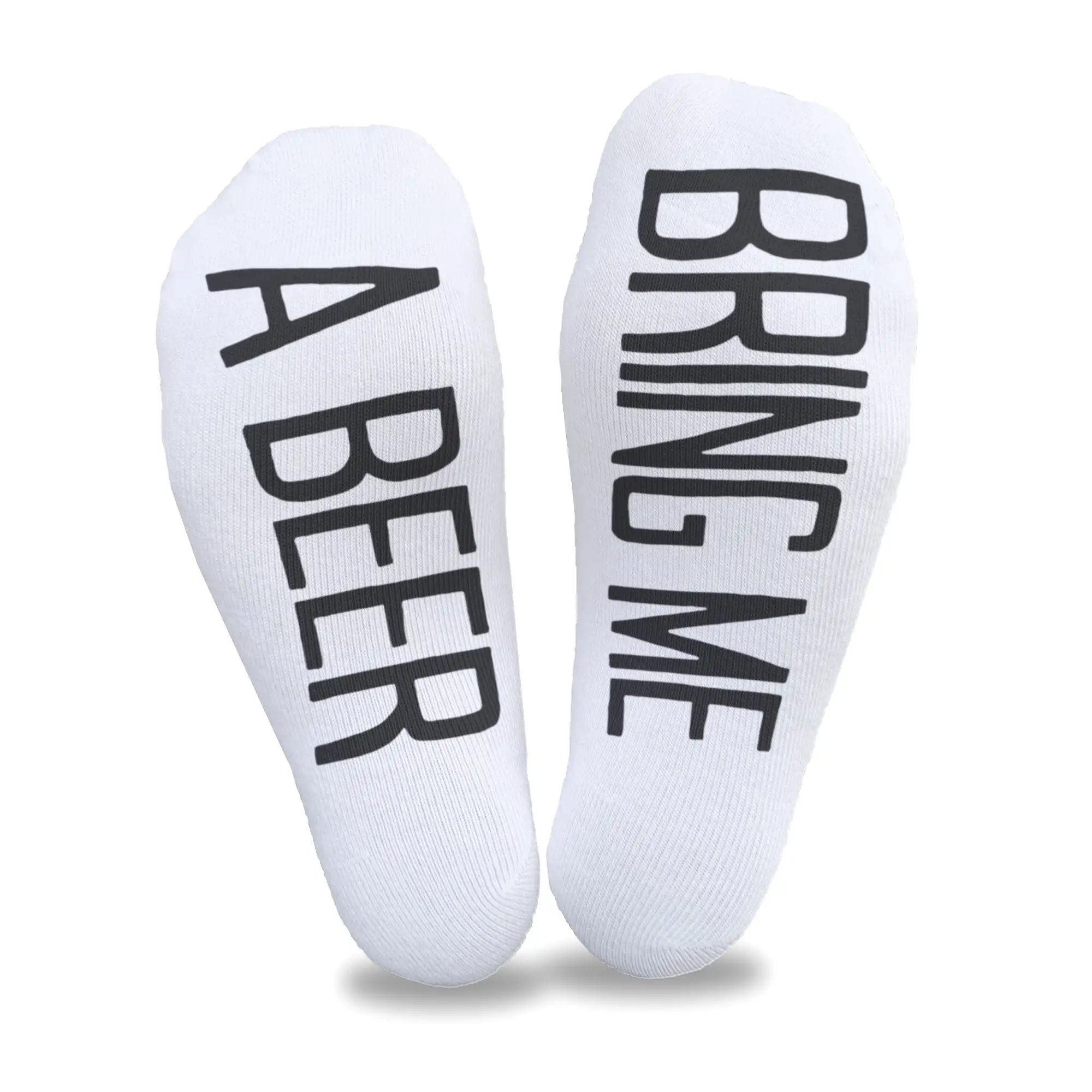 Bring Me A Beer - Women's No Show Socks Text on Sole