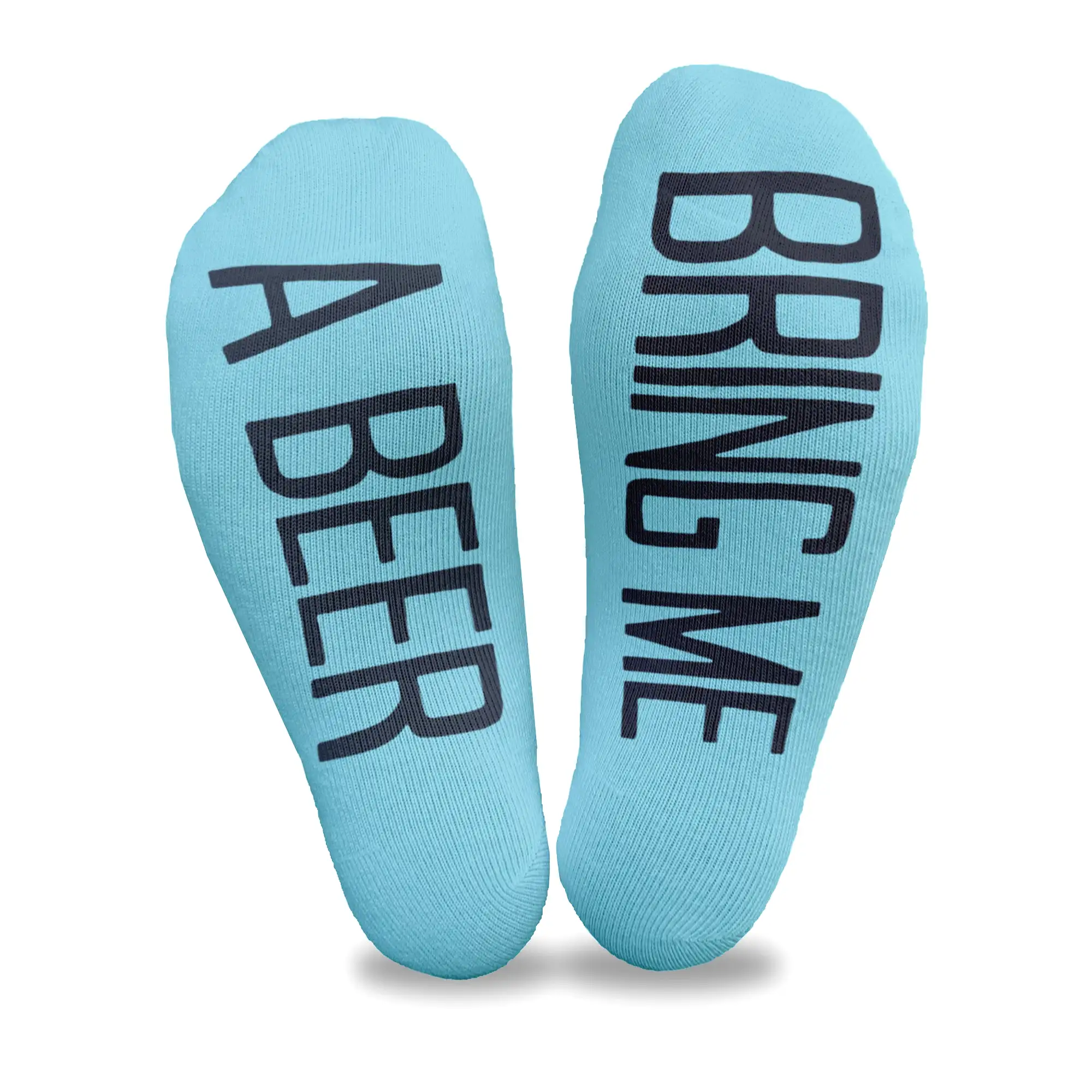 Bring Me A Beer - Women's No Show Socks Text on Sole