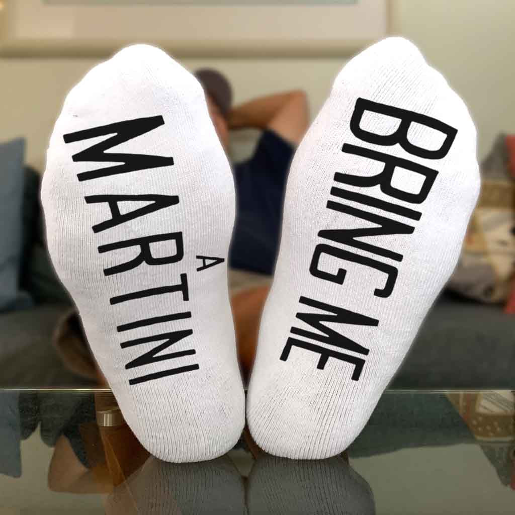 Bring Me A Martini - No Show Socks Text on Sole