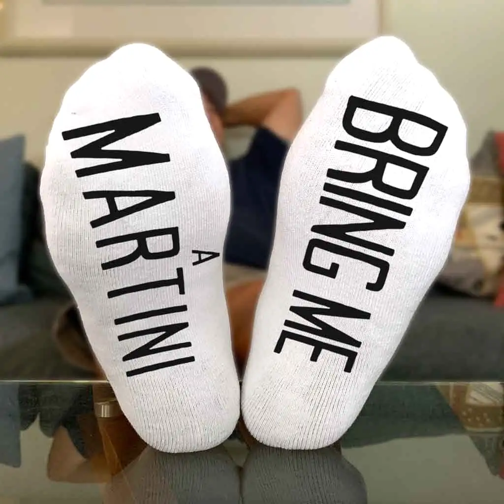 Bring Me A Martini - No Show Socks Text on Sole