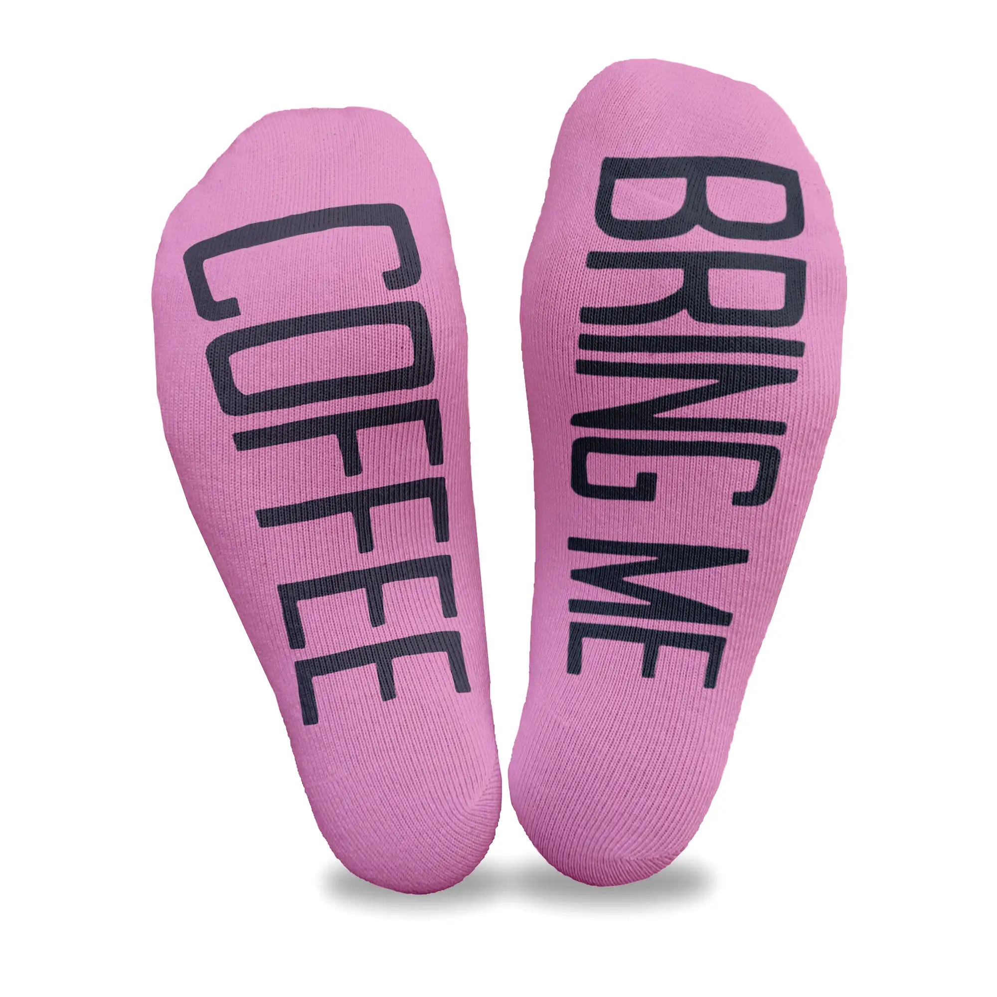 Bring Me Coffee - Women's No Show Socks Text on Sole