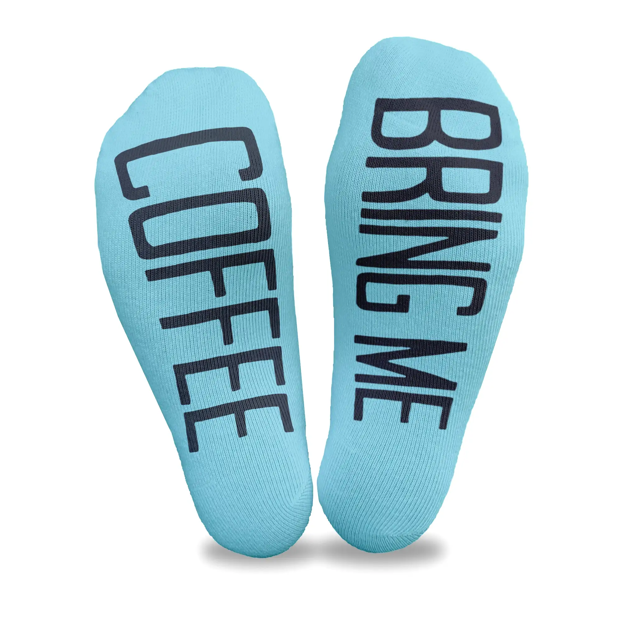 Bring Me Coffee - Women's No Show Socks Text on Sole