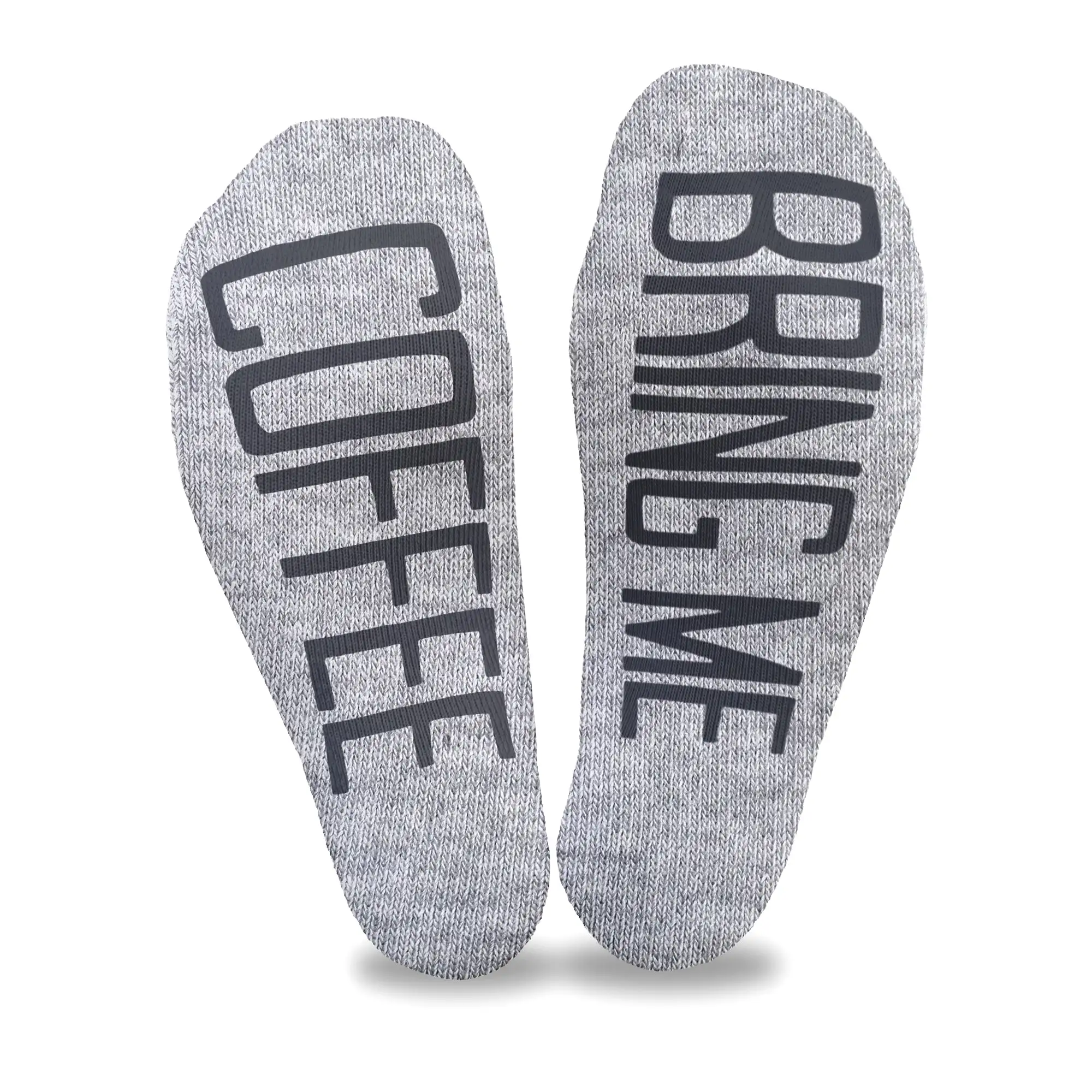 Bring Me Coffee - Women's No Show Socks Text on Sole