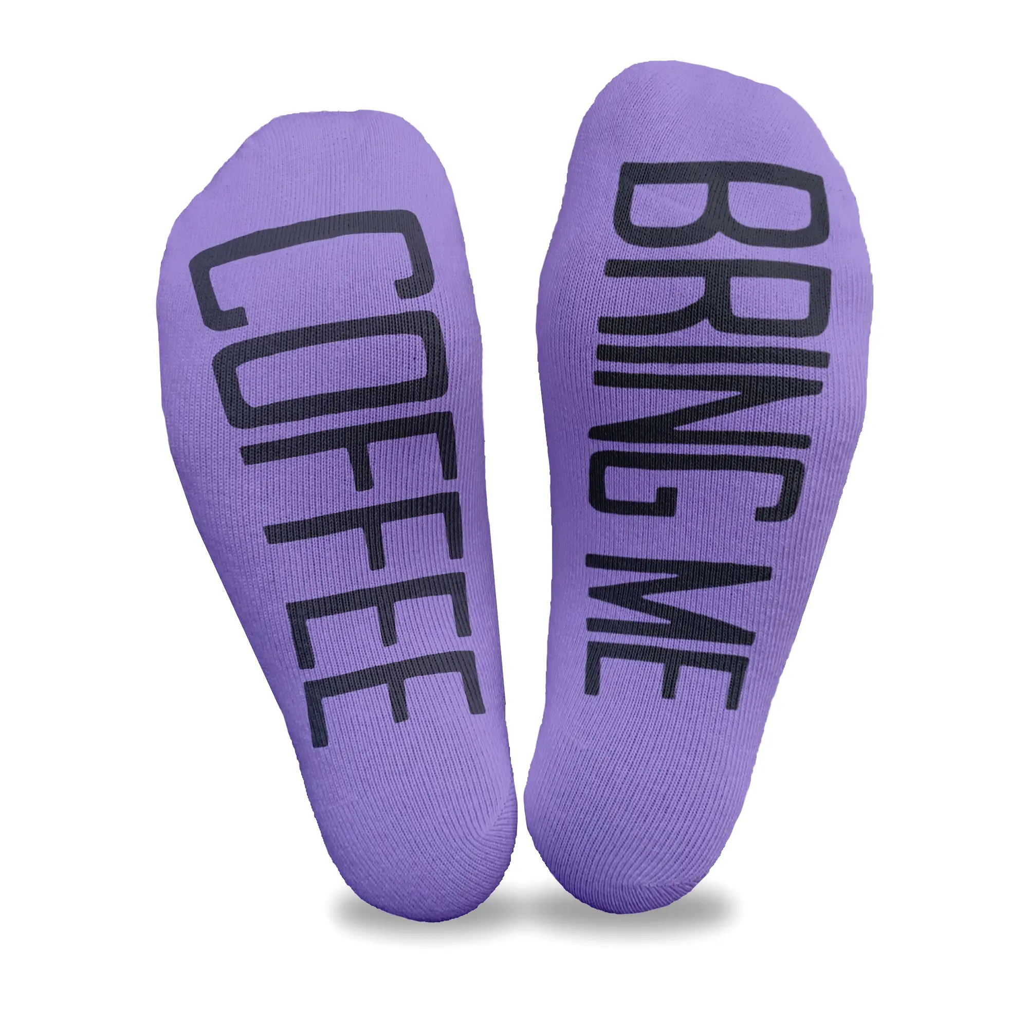 Bring Me Coffee - Women's No Show Socks Text on Sole