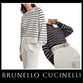 BRUNELLO CUCINELLI  |Stripes Cotton V-neck & Crew neck