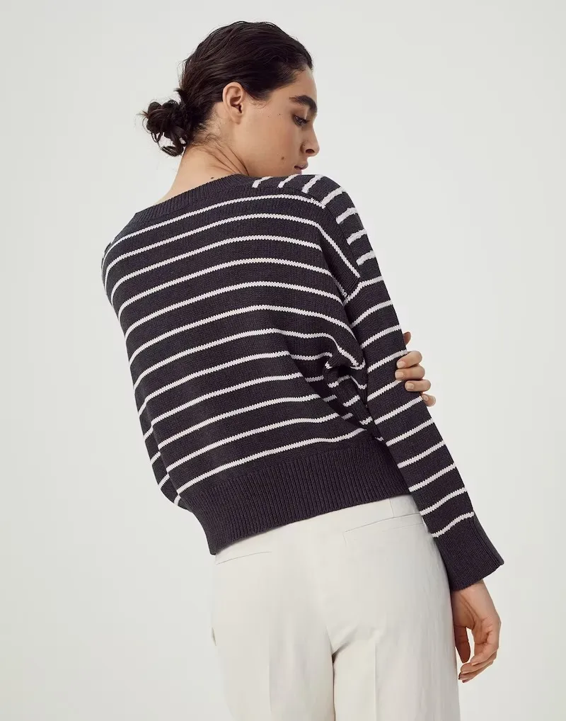 BRUNELLO CUCINELLI  |Stripes Cotton V-neck & Crew neck