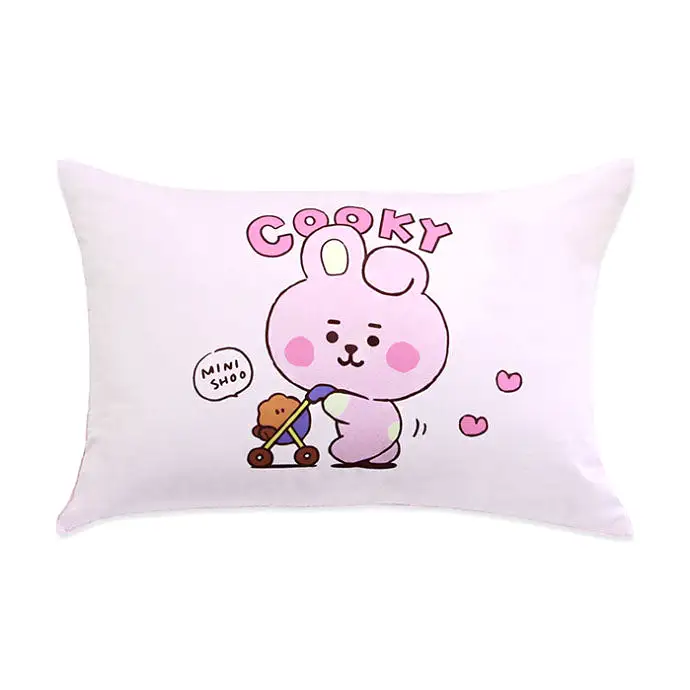 BT21 Little Buddy Pillow Covers Bangtan Boys BTS Cushion Cases 100% Cotton Kpop Home Decor Bedroom Naradeco Line Freinds