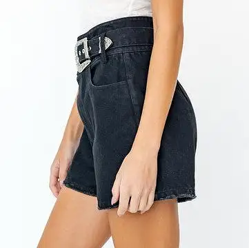 Buckle Detail High Waist Shorts