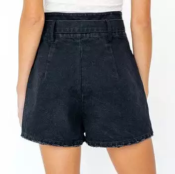 Buckle Detail High Waist Shorts